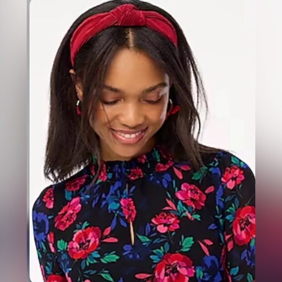 J Crew button front blouse collar floral cottagecore long sleeve petite medium - Picture 2 of 10